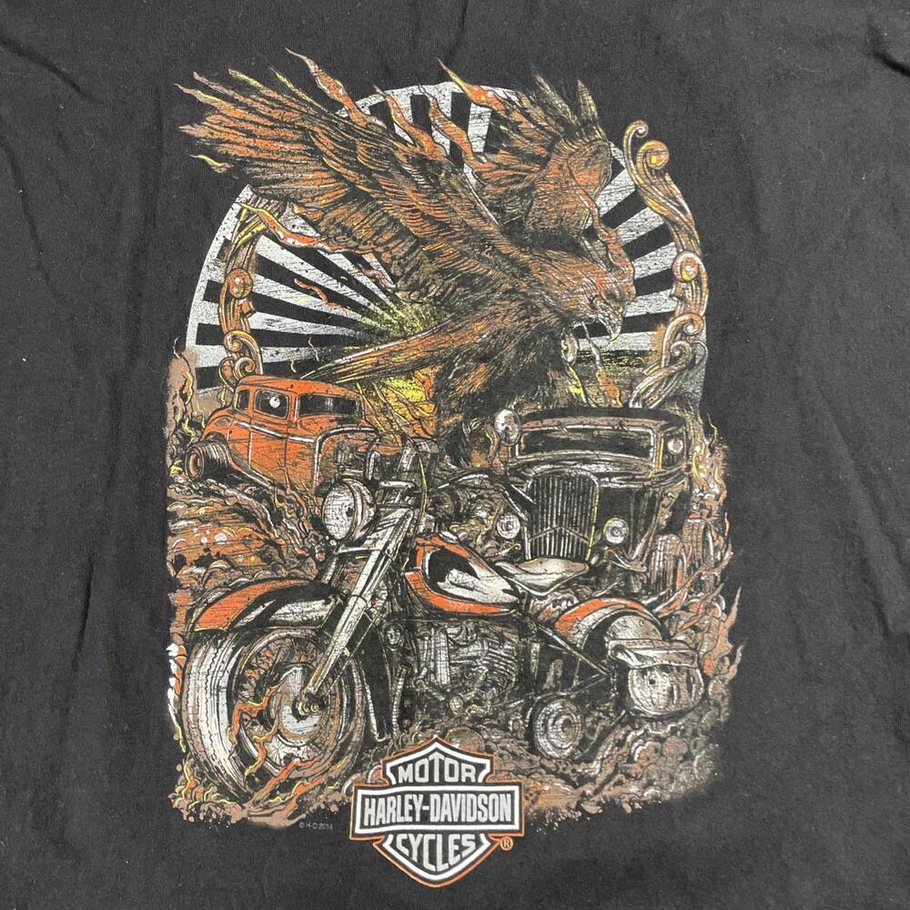 Harley Davidson 2XL T-Shirt Y2K Fire Phoenix Eagle Motorcycle Y2K Texas